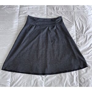 Tranquility Womens Skirt Pull-On Gray with Black Stripes Stretch Size Small